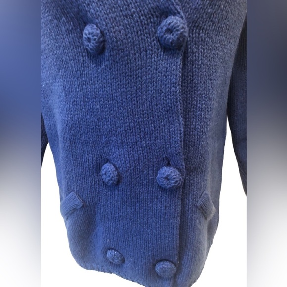 VTG Rosanna Shetland Wool Knit Double Breasted Cardigan Sweater Sz S Blue Cozy - Picture 4 of 8